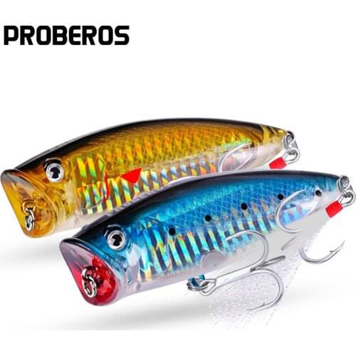 PROBEROS Popper Fishing Lures 4# Hook 8.5cm 19.5g Floating Saltwater Bass Bait Crankbait Aritificial Wobblers Tackle
