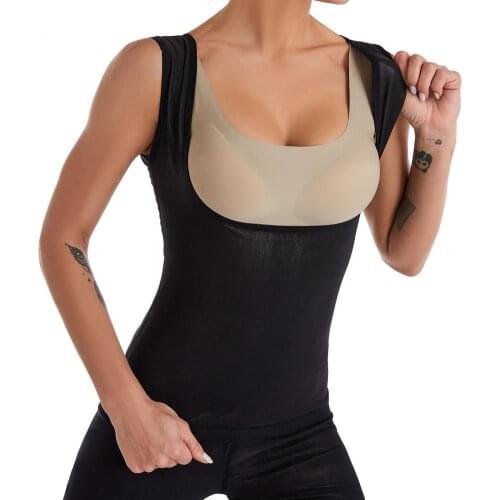 Plus Size Women Corset Tummy Control Solid Color Stretchy Weight Loss Bustier Waist Trainer Vest Shapewear Sports Running Top