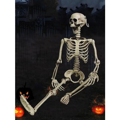 90CM Halloween Prop Human Skeleton Full Size Skull Hand Life Body Anatomy Model Decor Haunted House Props Bone Head Decoration