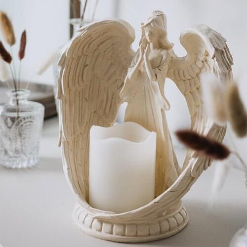 Nordic retro angel girl wings led electronic candle holder decoration home desktop decoration church decoration home decore