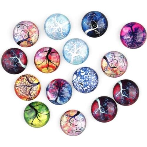 Mixed Color Tree of Life Round CABOCHON Beads For Jewelry Making DIY Accessorries Beads For Earring Ring 20 Pcs