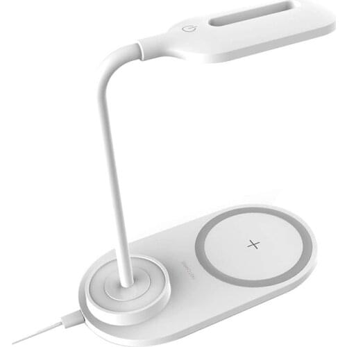 Dimmable LED Desk Lamp with Wireless Charger, Wireless Charging Desk Light Flexible Rotation Press Control Night Light