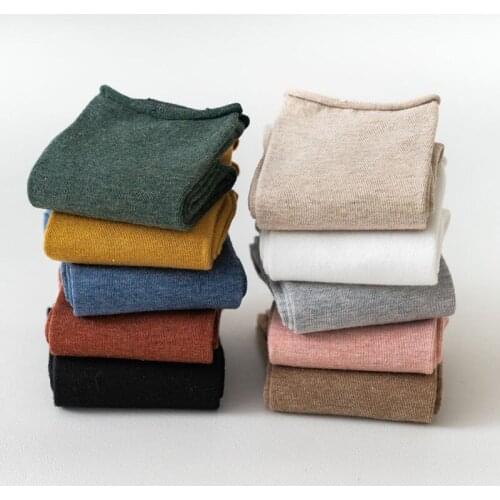 Ladies Ruffle Socks Women Loose Retro Casual Style Solid Color Harajuku Cotton Long Socks Female Pink Sox Korea Calcetas Largas