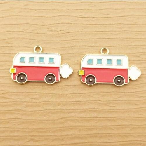 10pcs 17x28mm enamel bus charm for jewelry making fashion earring pendant bracelet necklace charms diy design charms