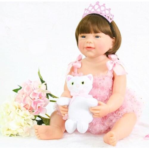22 Inch Bebe Reborn baby Doll Full Silicone Vinyl reborn girl dolls Realistic newborn Baby Toy Doll For Childrens Day Gifts