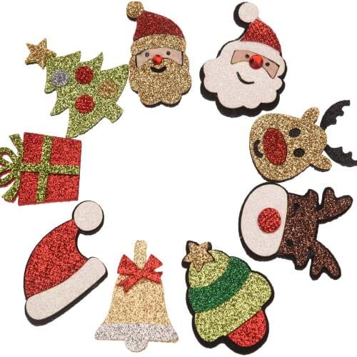24PCS Kawaii Christmas Hair Accessories Supplies for Christmas Hair Bows Center Santa Claus Cute appliques Making Embellishments