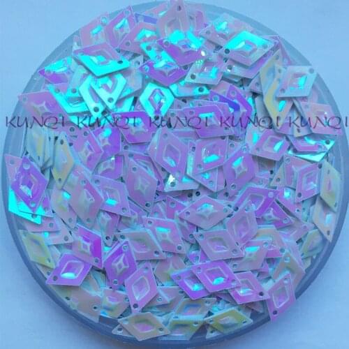 30g 2300pcs /50g 3800pcs 10*6mm Rhombus Two Holes AB White Cup Sequin Sewing,Wedding Craft,Women Kids DIY Garment Accessory
