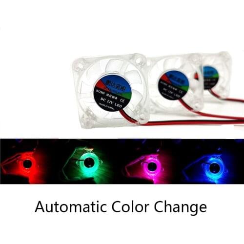 4010 40x40x10mm DC 5v 12v 24v Cooling Fan Automatic Color Change Transparent LED Iight Emitting Hydraulic Bearing 2pin