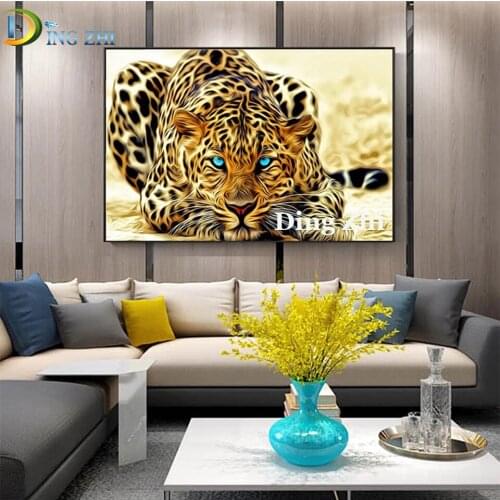 5D Diamond Painting Cross Stitch Animal Leopard Picture Mosaic Full Square Round Drill Diy Embroidery Decoration Handmade Gift