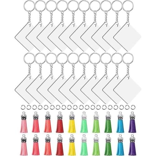 80 Pcs Sublimation Blank Products Keychain Blank Tassel Key Ring Open Jump Rings D55Y