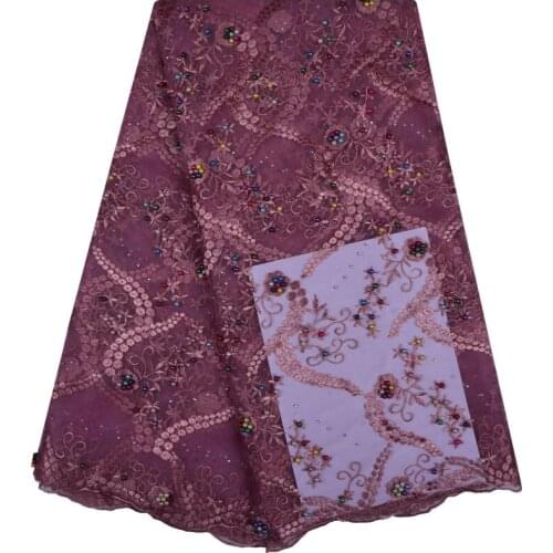 African Lace Fabric Onion French Beaded Net Lace High Quality African Stoned Lace Fabric For Party Net Tulle Lace Fabric S1135