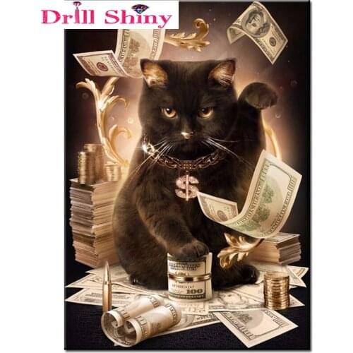 Diamond Money Cat Embroidered Crystal 5D Cross Stitch Resin Painting DIY Sticker Decorative Painting