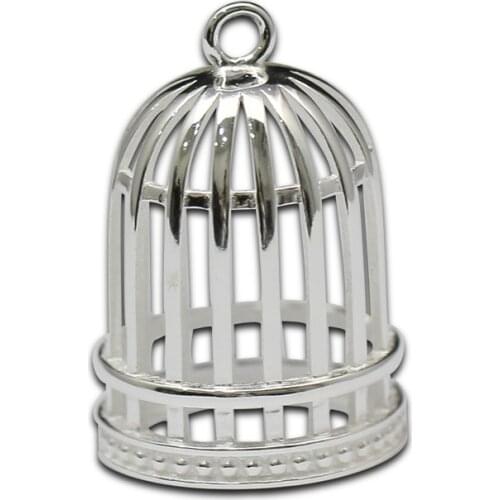 Beadsnice 925 sterling silver cubic cage pendant birdcage pendant necklace pendant making for bride ID36311