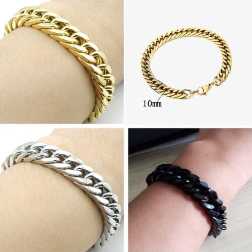 Bracelet men chain bracelets black cuban link stainless steel Steel gold bracelet on the hand gifts for Male accessories Hip hop