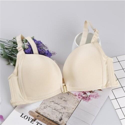 New Plus Front Button Size Bra Simple Bralette For Woman Racerback Push Up Cotton Brassiere Wireless A B Cup Bras Underwear