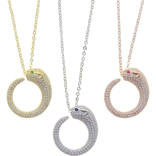 Iced Out Shiny 5A Cubic Zircon Paved Leopard Circle Pendant Necklace for Women Animals Charm Link Chain Jewelry for Women Lady