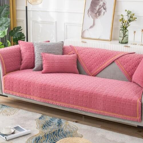 Sofa Cover Towel for Living Room Resistant Slipcover Thicken Plush Fabric Couch Cape European Style Decor Home Solid Color