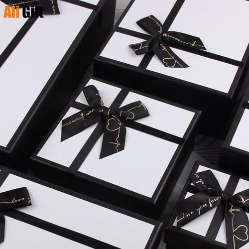 Black White Gift Box Perfume Cosmetics Wallet Gift Packaging Box Wedding Birthday Party Gift Bag Cajas De Carton