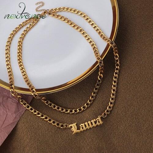 Nextvance Double Layers Custom Stainless Steel Necklace Personalized Name Gold Pendant Necklaces For Women Lovers Jewelry Gift