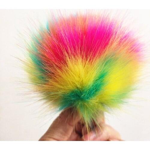 Many Faux Raccoon Fur Pompon Long Hair Fur Brand Cap Pompom Irregular Color Combinations Pendant Jewelry Accessories Hand Crafts