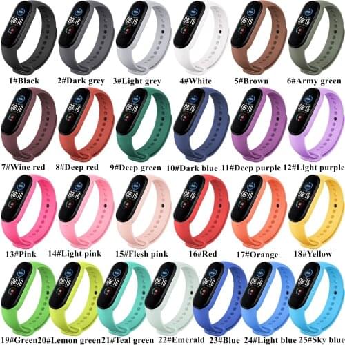 Fashion For Xiaomi Mi Band 5 Replacement Strap Sport Silicone Strap M5 Wristband Bracelet Two-Tone Replacement Strap 25 color