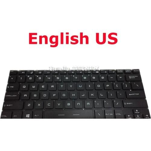 Backlit MS-14A1 14A2 14A3 Keyboard For MSI GS40 6QE 6QD GS43VR 6RE 7RE GS30 2M 2MDE16SR5 GS32 6QE 7QE English Black Frame