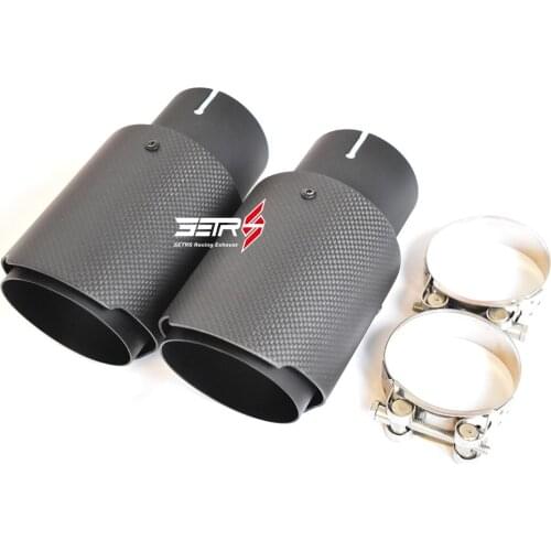 1Pc Car Modified Matt Black Carbon Fiber Exhaust End Pipe Stainless Steel Muffler Tip For Any Car