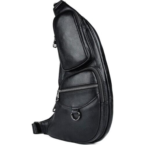 New Men Genuine Leather Cowhide Vintage Sling Single Chest Back Day Pack Travel Famous Casual Cross Body Messenger Shoulder Bag