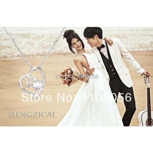 Mziking 2020 new Free Shipping Cheap Jewelry Rhinestone Heart white Necklace Wholesale Pendants & Necklaces For Women T1456
