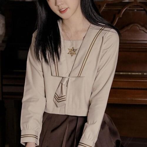 2021 new Sailor Uniform Long/Short Sleeve Flexible Skirt Outfit Japanese Style Student Suit for Women drop shipping