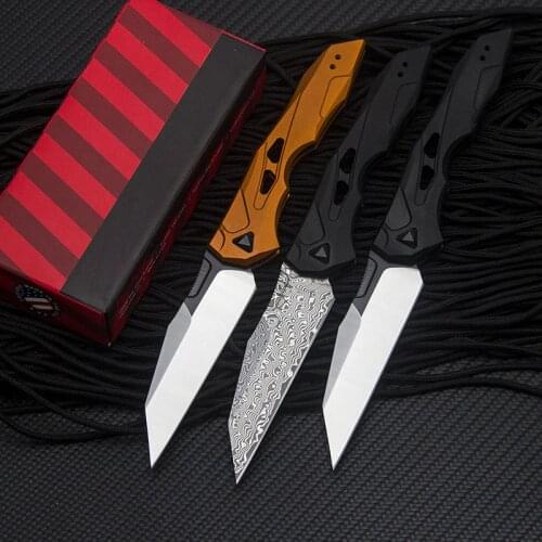 New 7650 Folding Knife Cpm154 / Damascus Blade Aviation Aluminum Handle Outdoor Self-Defense Knife Camping Hunting Pocket Knife