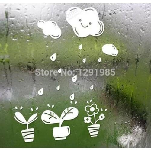 Cloud rain flowerpot plants Funny Wall Art Decal Sticker Home Decor Removable DIY wall sticker