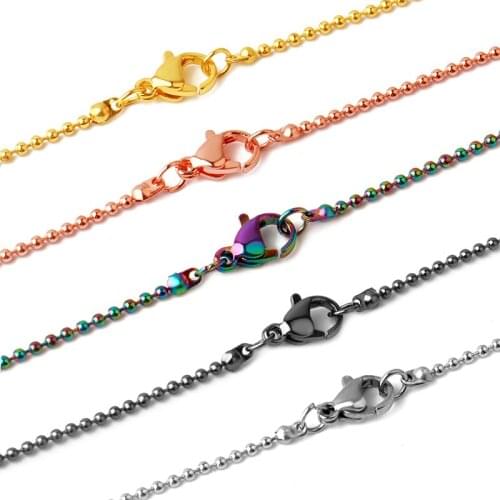 Women and Men 1.5mm Stainless Steel Round Ball Beads Chain Necklace with Lobster Clasp, Fashion Floating Locket Chain 45CM