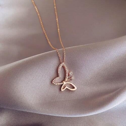 New Arrival Fashion Butterfly Chokers Necklaces for Women 925 sterling silver Zircon Pendants Necklace Wedding Bridal