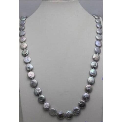 FREE shipping Handmade"Gray Freshwater pearl long necklace 32" No Metal Strand/String Beauty