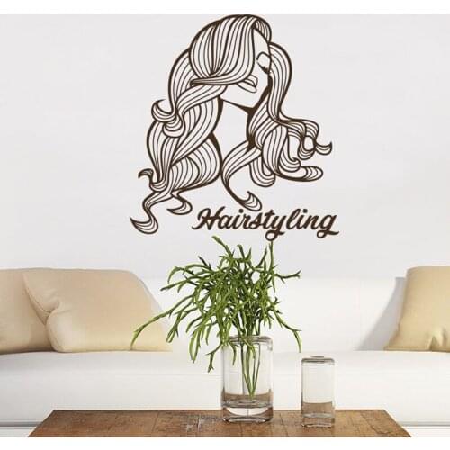 Barber Shop Wall Decal Beauty Salon Vinyl Sticker Girl Make Up Decor Man Woman Hair Salon Design Makeup Interior Scissors A5-005