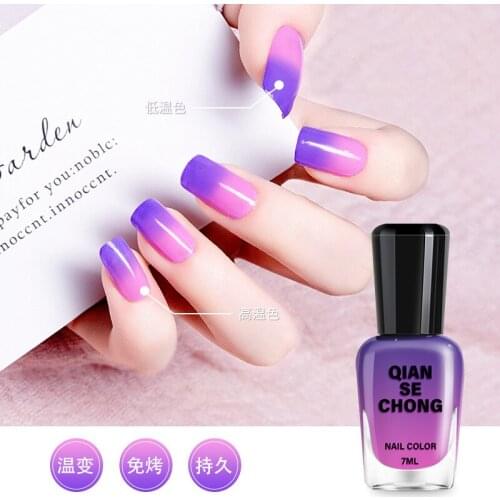 7ML Nail Polish Oil Does Not Need To Bake Temperature Gradual Change Cold And Warm Color Oil Semi Permanent Nail Polish