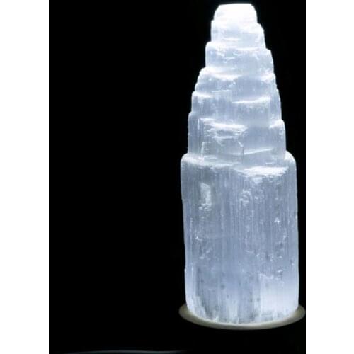 Natural White Selenite Skyscraper Tower Healing Crystal Stone Reiki Meditation Energy Protection Home Decor W4400