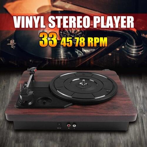 DC 5V Retro Stereo 33 45 78 RPM LP Three Speed Vinyl Record-Turntable Player Gramophone RCA R/L 3.5mm