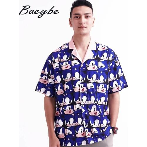 Mens Fashion Print Shirts Summer Oversize Casual Hawaii Shirt Unisex Couple Short Sleeve Beachwear Turn Down Collar Top Clothes