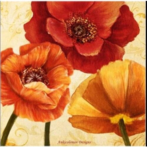 Counted Cross Stitch Kits Needlework Embroidery - 14 ct Aida DMC Color DIY Arts Handmade Home Decor - Blooming Reds Giclee 1