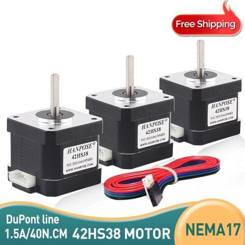3pcs Nema17 Stepper Motor 42BYGH 1.5A with DuPont line for 3D printer and CNC 42HS38 42 motor 38MM 4-lead