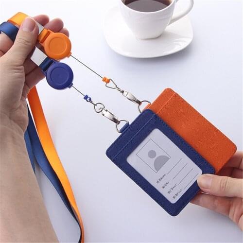 Retractable lanyard Card holder PU Badges set Stationery id card holder with lanyard id badge holder Business card holder
