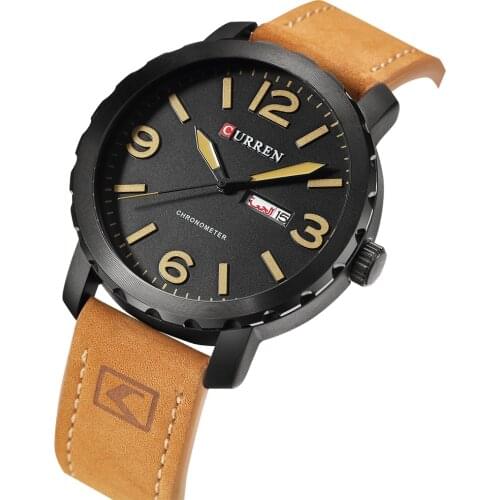 CURREN Sport Men Quartz Watch Fashion Simple Relogio Masculino Men Military Watches Genuine Leather Clock Men Wristwatches 8273