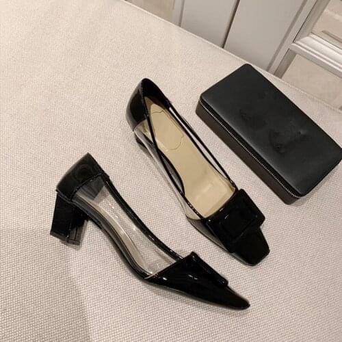 Mediterranean water pump womens autumn transparent shoes womens shallow shoes womens patent leather womens shoes zapatos de