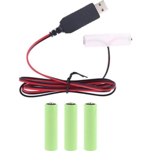 LR6 AA Battery Eliminator 2m USB Power Supply Cable Replace 1 to 4pcs AA Battery H054