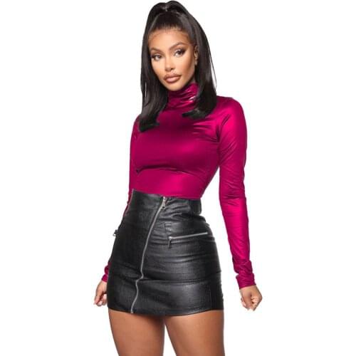 Spring Winter Metallic Bright Women Tops Elegant Slim Turtleneck Aesthetic Long Sleeve Shirt Party Club Shirts Camiseta Mujer