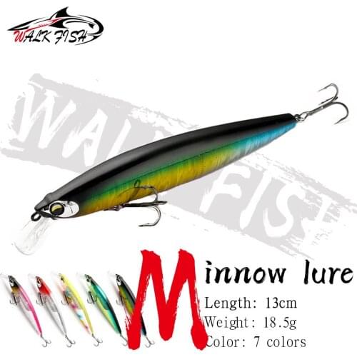 WALK FISH 130mm 18.5g Floating Sea Bass Fishing Lures Baits Minnow Lures with Flash Blade Hard lure Good Action Wobblers Tackle