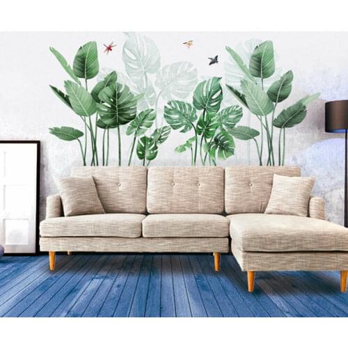 Plant tropical leaves green living room wall sticker fashion Vinyl Decal Art mural home decoration