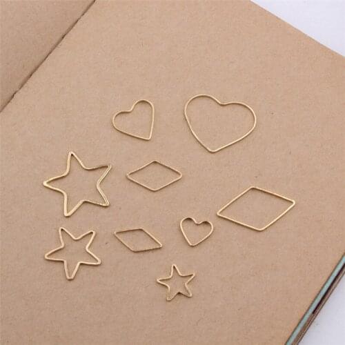 KC gold quadrilateral heart shape star copper diy jewelry accessories simple geometric figure hollow earrings pendant fitting